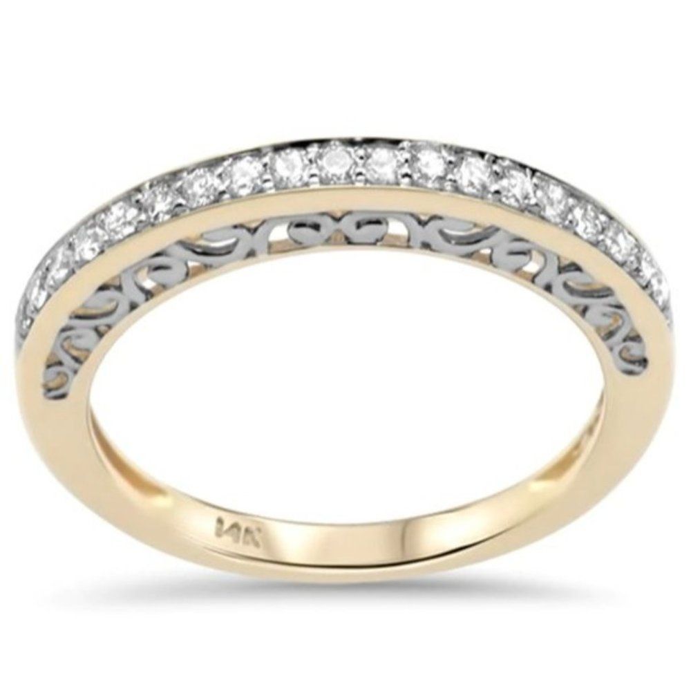 14K Yellow Gold Diamond Ladies Band Ring